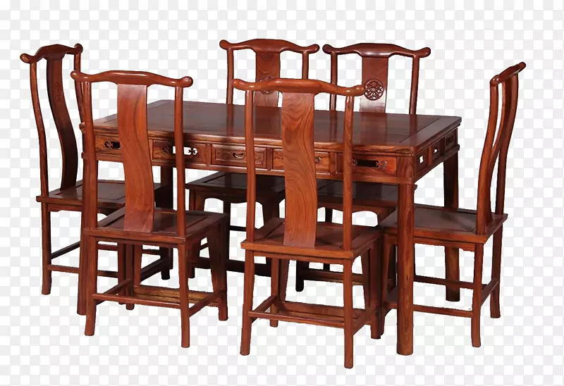 传统餐桌红木桌椅七件套