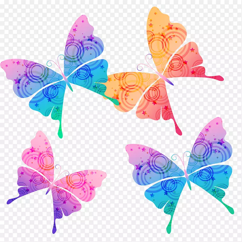 多只彩色蝴蝶