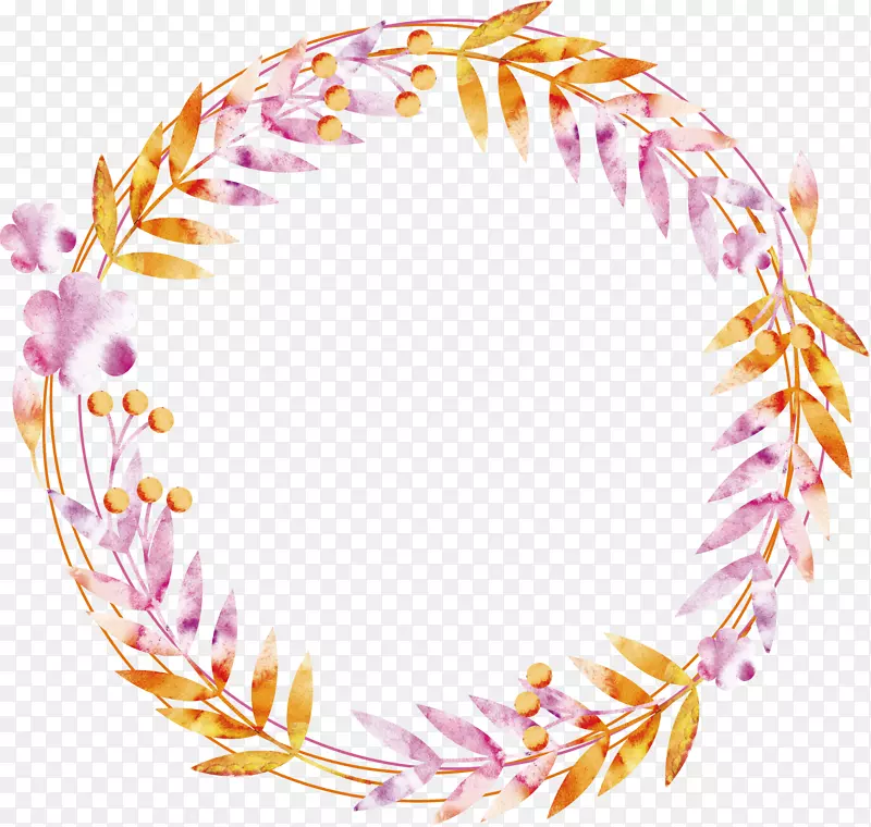 矢量图卡通环形花圈
