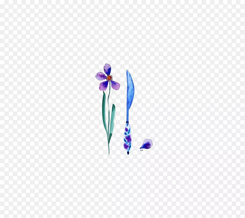 手绘小清新紫色花朵素材图