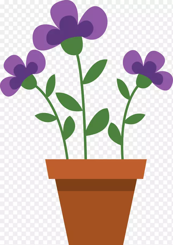 紫色鲜花盆栽素材图