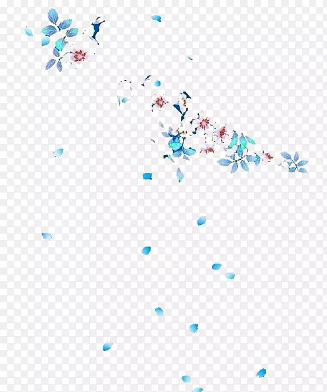蓝色清新花朵花瓣漂浮素材