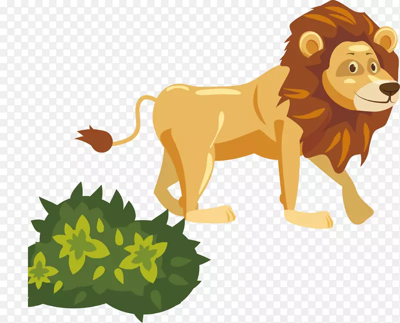 手绘卡通野生动物狮子矢量素材