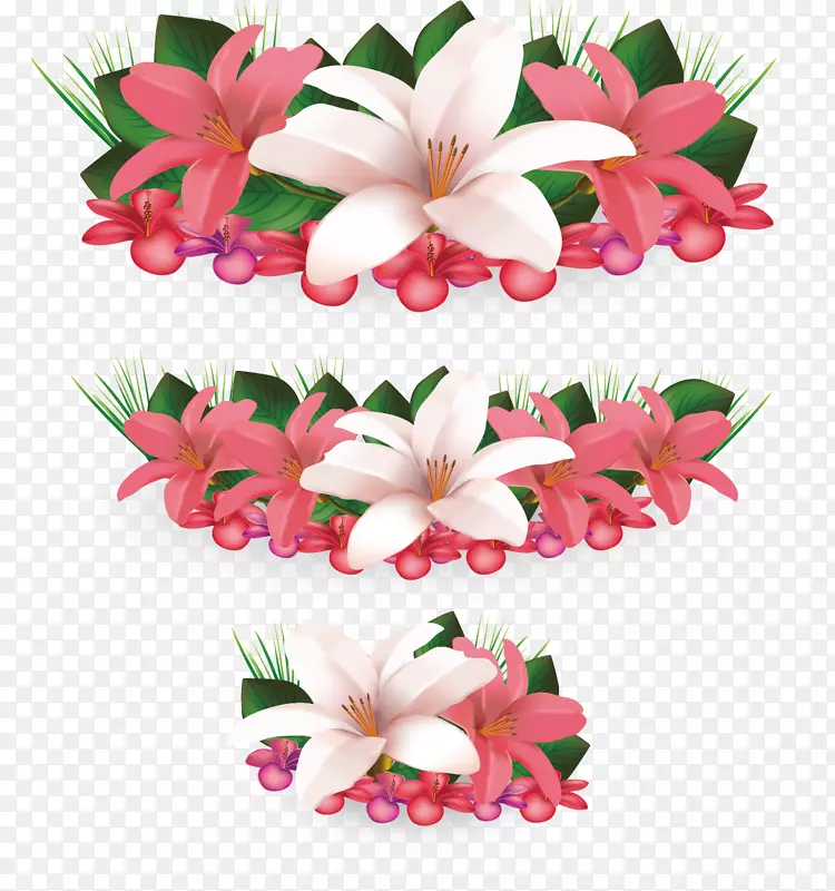粉色白色百花花团素材
