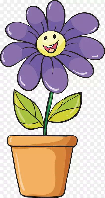 紫色微笑花朵盆栽