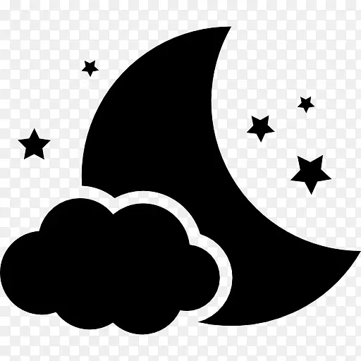 夜晚的月亮象征着一个云和星星图标