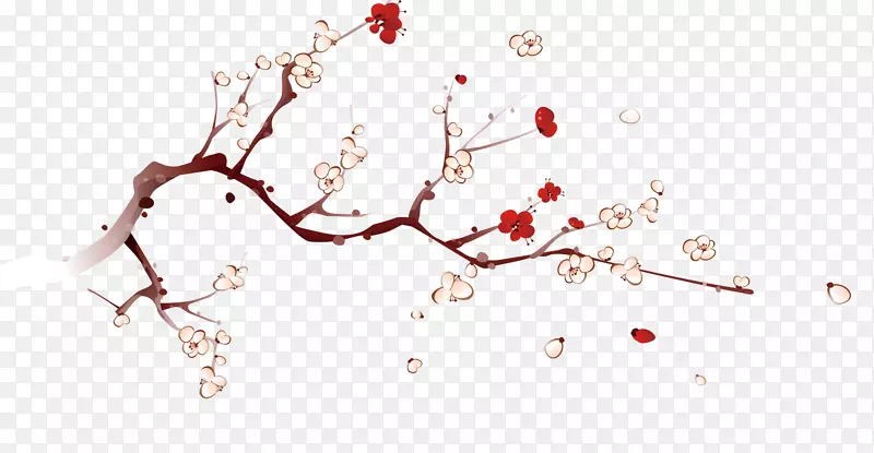 彩绘桃花树枝