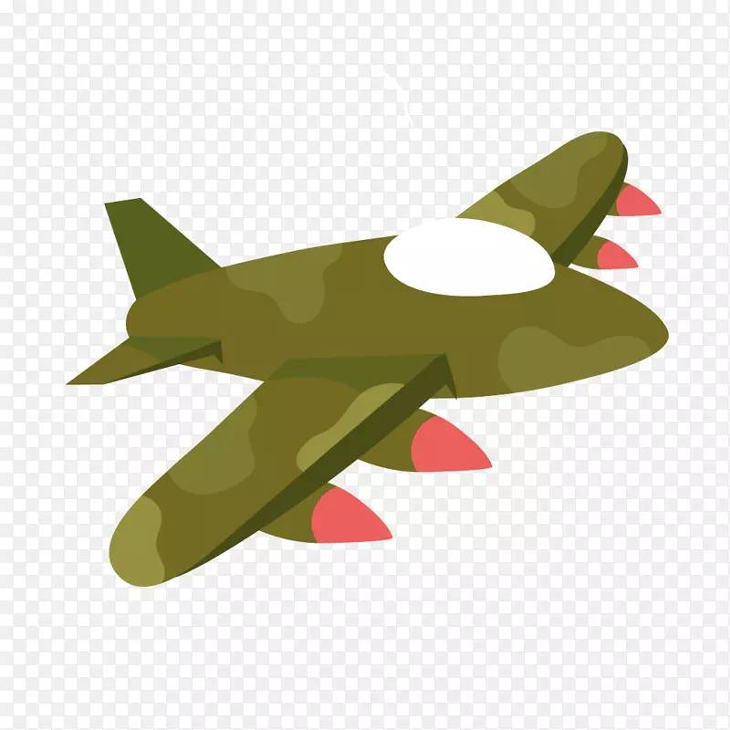 绿色卡通军用飞机