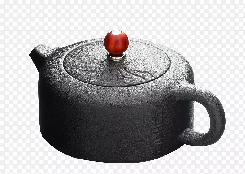 镶玛瑙黑陶茶壶