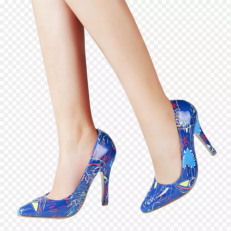蓝色女鞋，高跟鞋，女人脚，高跟鞋，亮片鞋