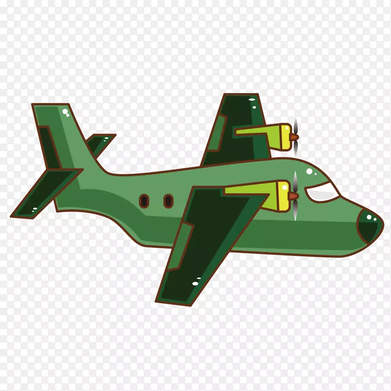 矢量卡通儿童画绿色飞机