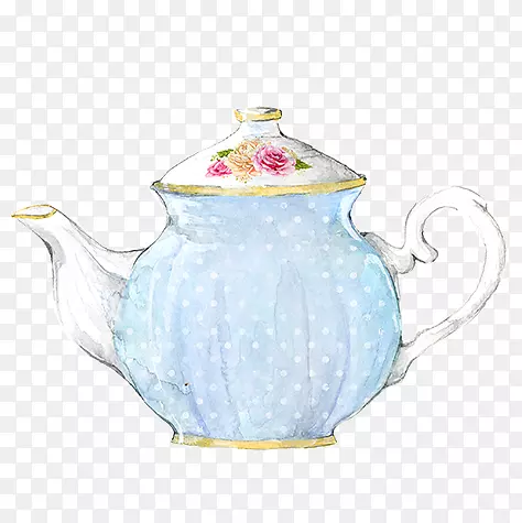 清新可爱手绘茶壶水壶