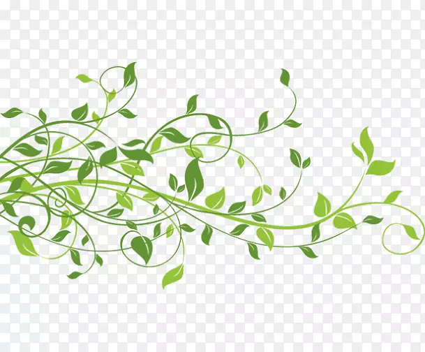 绿色中国风枝条植物