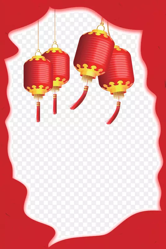 红色灯笼中国风边框装饰
