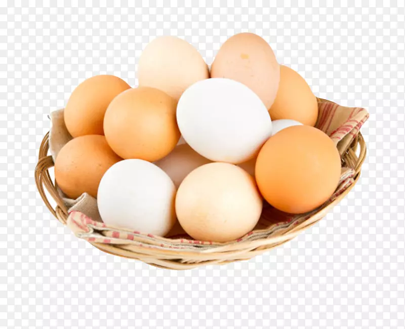 褐白色鸡蛋篮子里的初生蛋实物