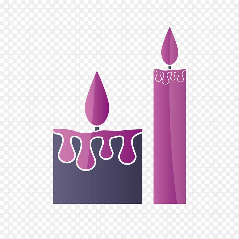紫色粗细蜡烛手绘图