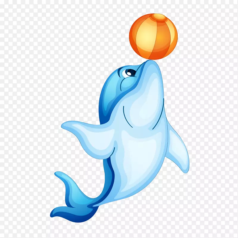 顶皮球的海豚设计矢量图