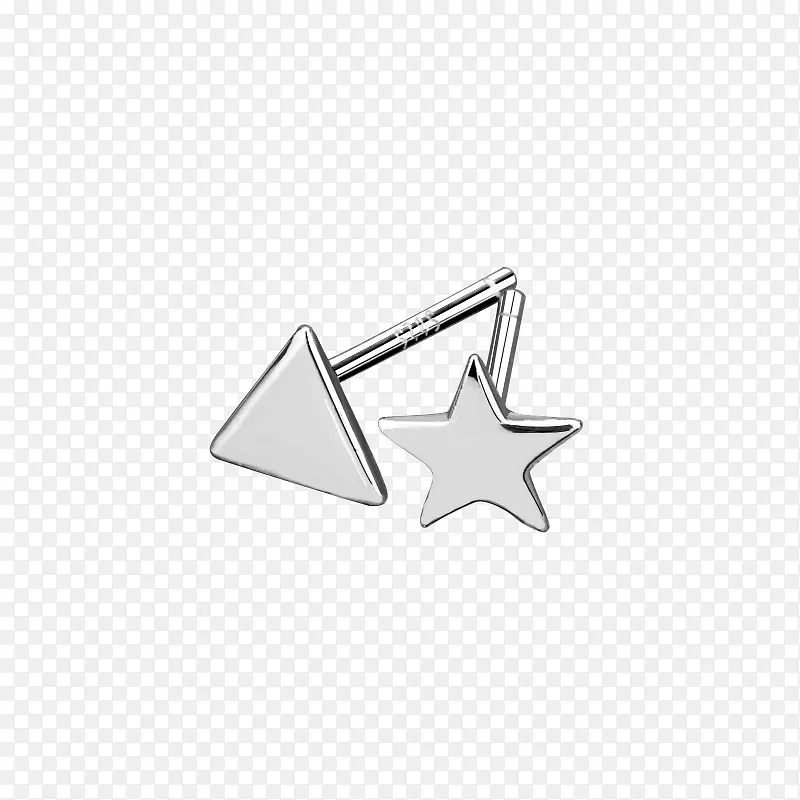 三角星星纯银耳钉