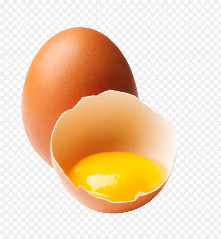 深褐色鸡蛋爆开的初生蛋黄实物