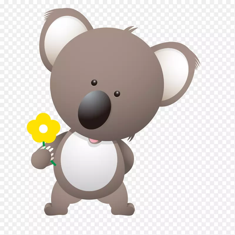 卡通拿着花朵的小熊设计