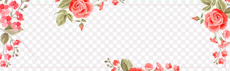 春季手绘玫瑰花装饰边框