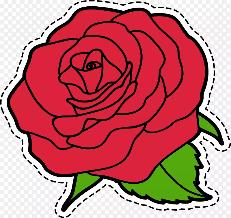 红色手绘情人节玫瑰花