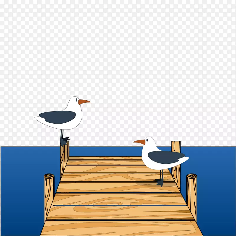 海边木桥上的海鸥矢量