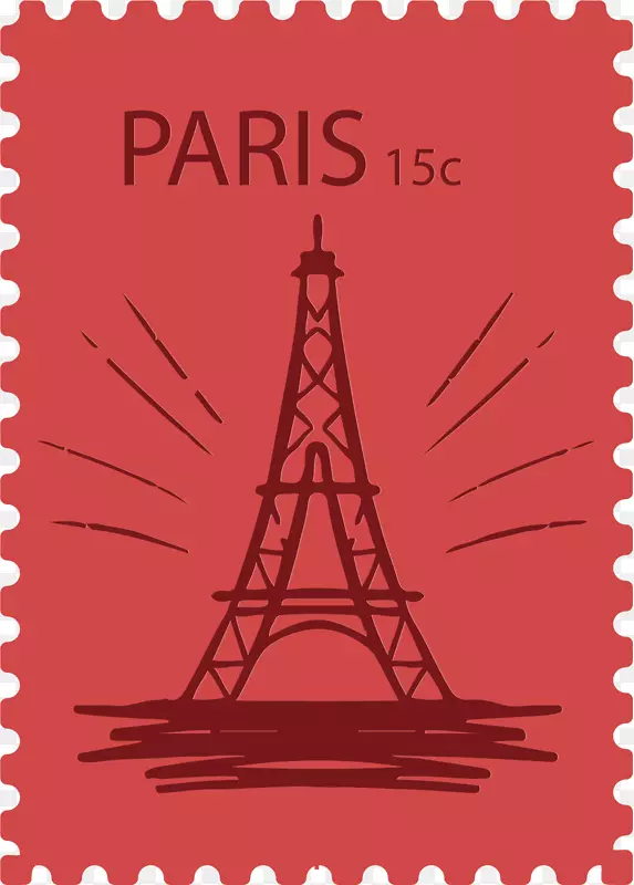 矢量图巴黎观光邮票