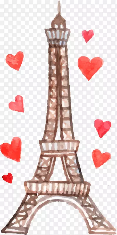 儿童手绘巴黎铁塔