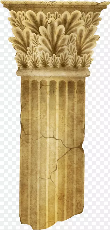 残缺金色花纹石柱