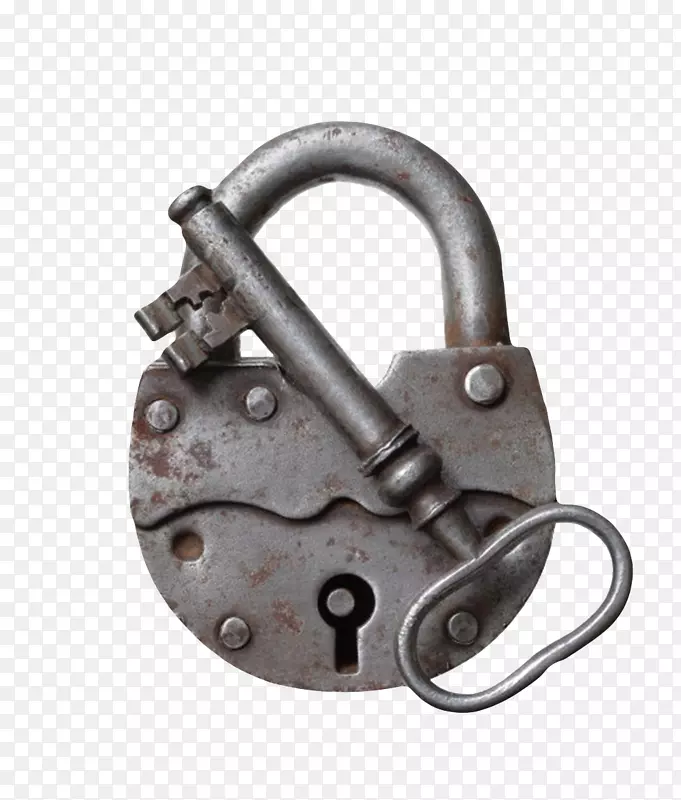 黑色生锈的锁头和钥匙古代器物实