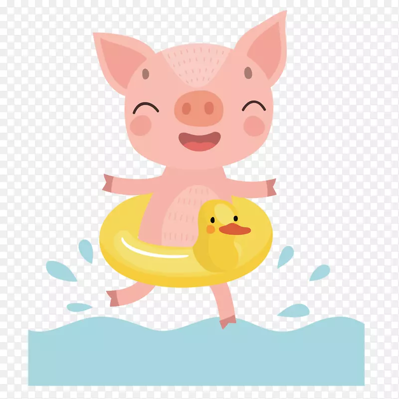 游泳的小猪免抠png