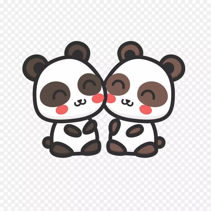 卡通爱情熊猫免抠素材