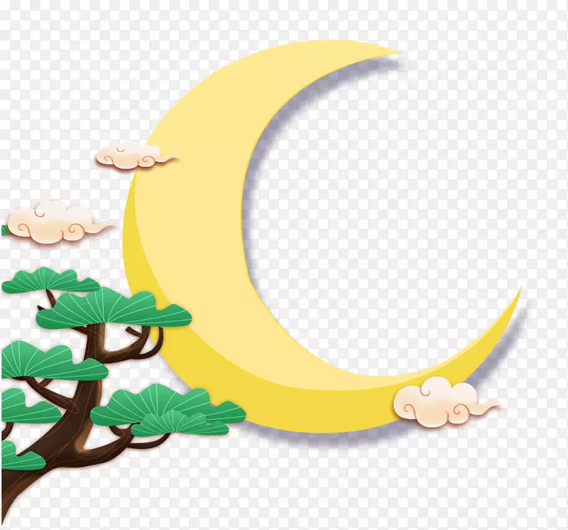 中秋佳节手绘树上的月亮