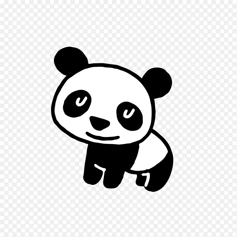 黑色线条简约可爱的熊猫