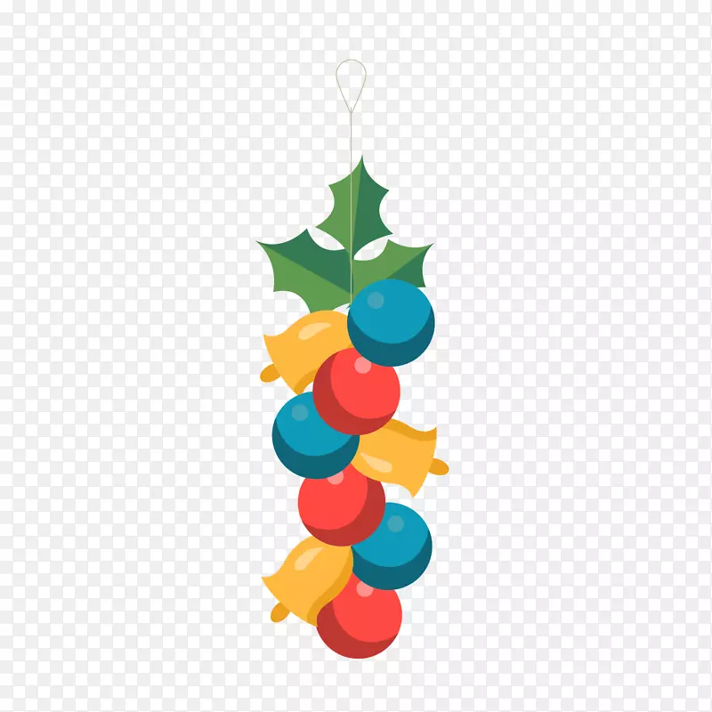红蓝色球形铃铛圣诞吊饰
