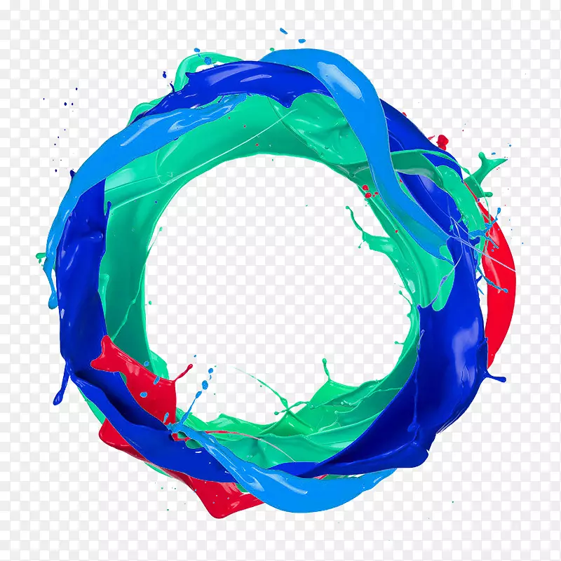 彩色圆环喷溅不规则图形油漆设计