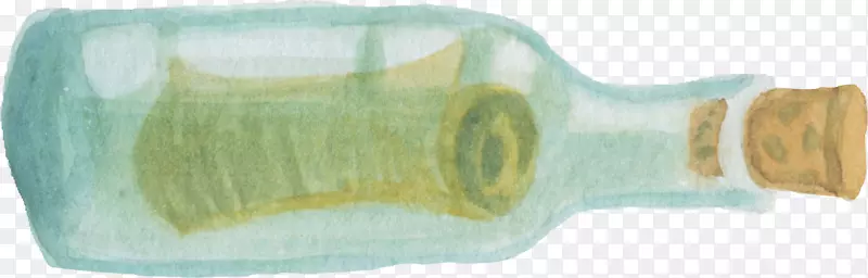 绿色手绘的漂流瓶
