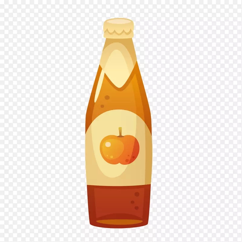 一瓶扁平化的手绘苹果汁
