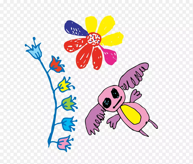粉笔彩绘花卉素材