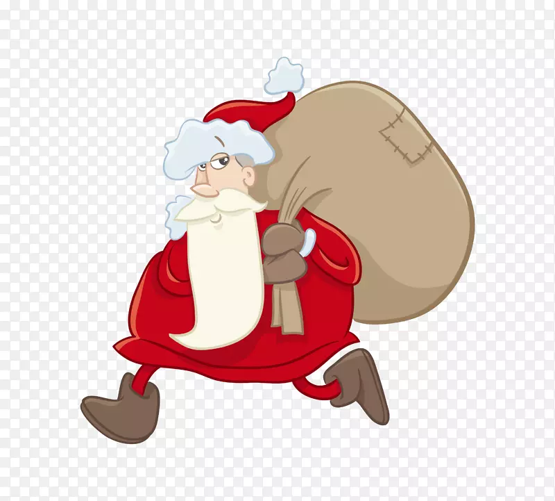手绘卡通背着礼物的圣诞老人