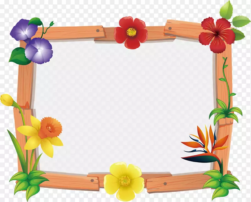 木板花朵装饰框