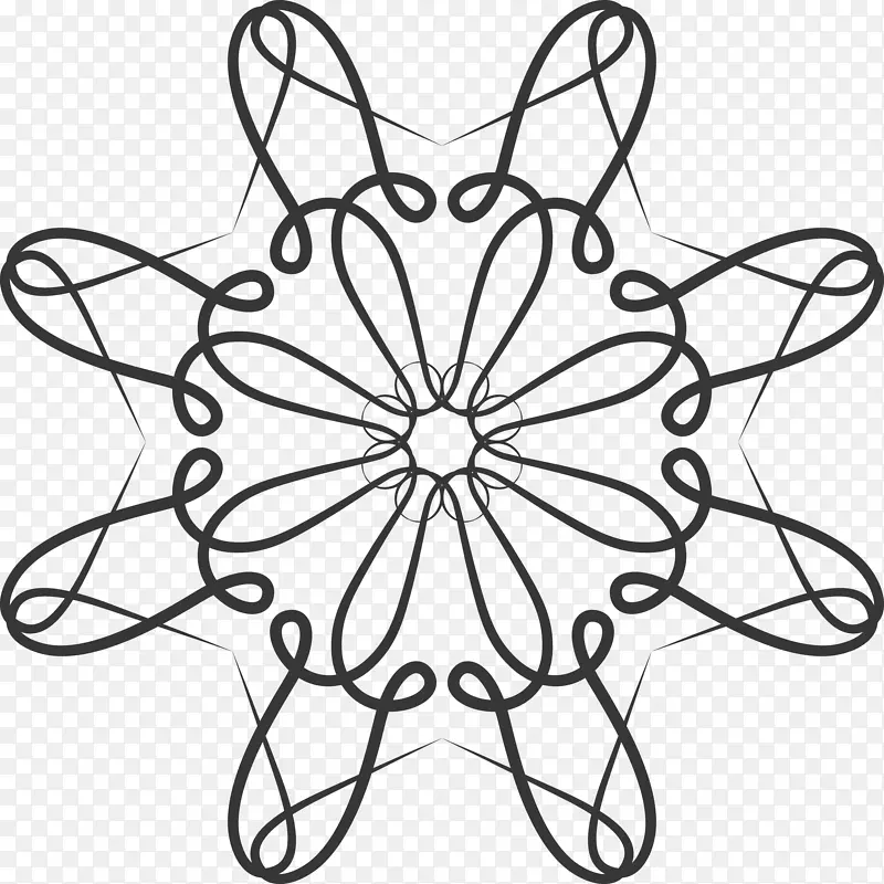 创意矢量线性花朵素材图