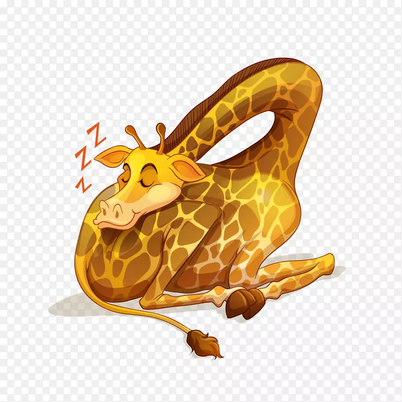 卡通睡觉的长颈鹿