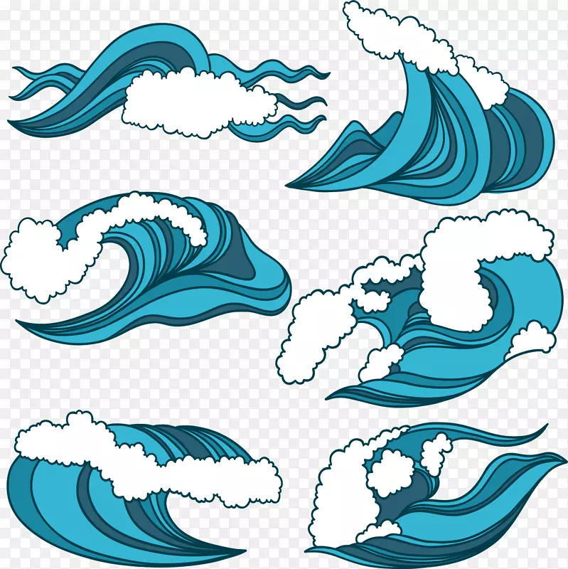 深蓝色翻滚的浪花