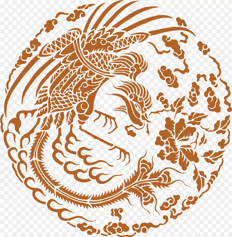 棕色中国风剪纸装饰图案