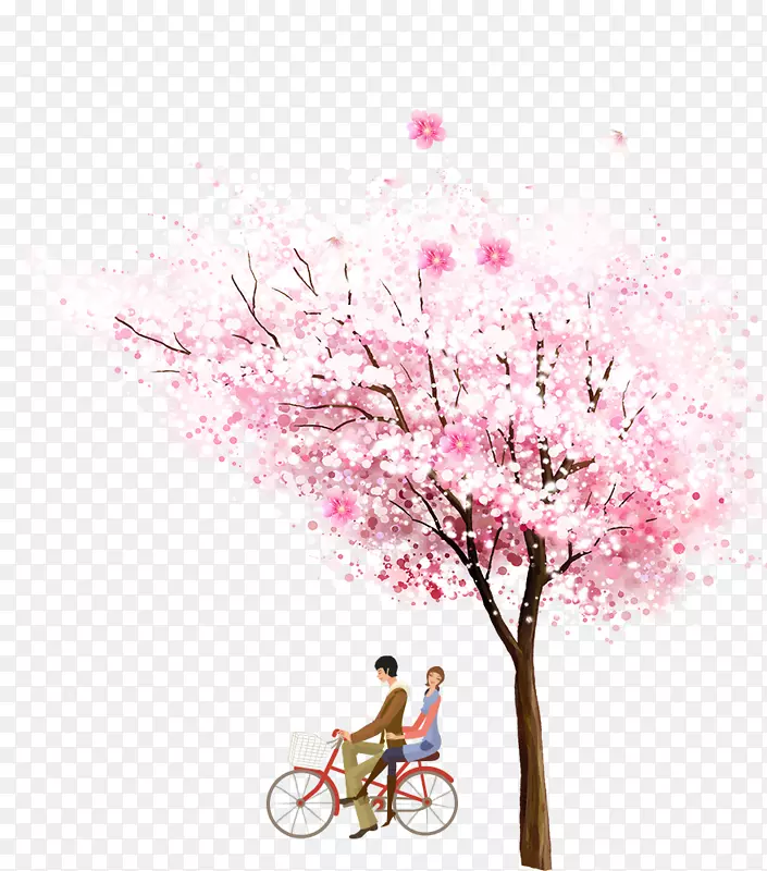 浪漫樱花树下约会主题