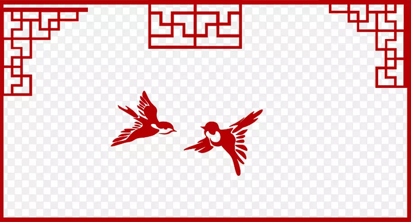 红色中国风喜庆边框小鸟