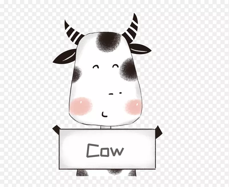 可爱的小奶牛和标牌