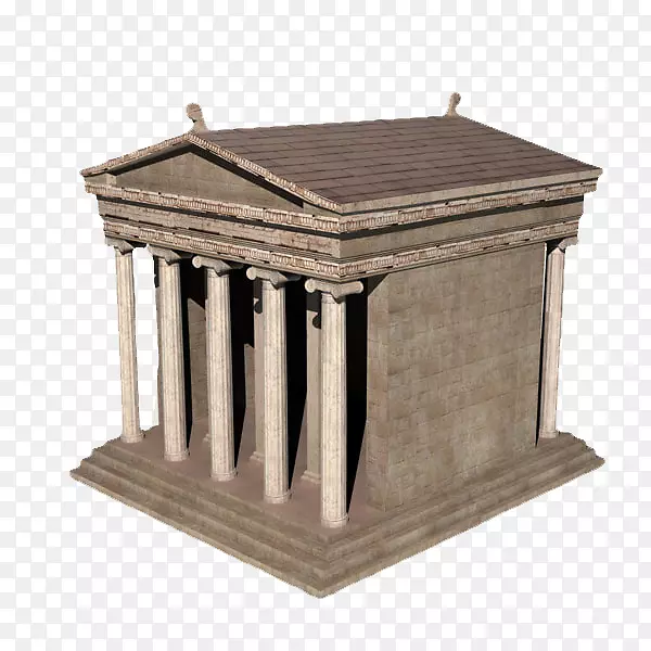 砖块砖色屋顶希腊神庙